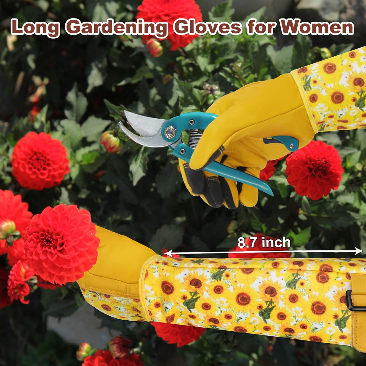 DLY Gardening Gloves for Women, Rose Gloves Gardening Thorn Proof, Long Garden Gloves for Women