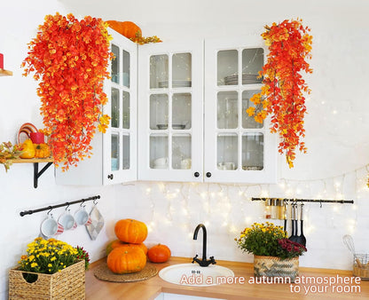 RECUTMS Faux Eucalyptus Leaf Artificial Hanging Plants 4 Pack Greenery Fake Plant for Wall House
