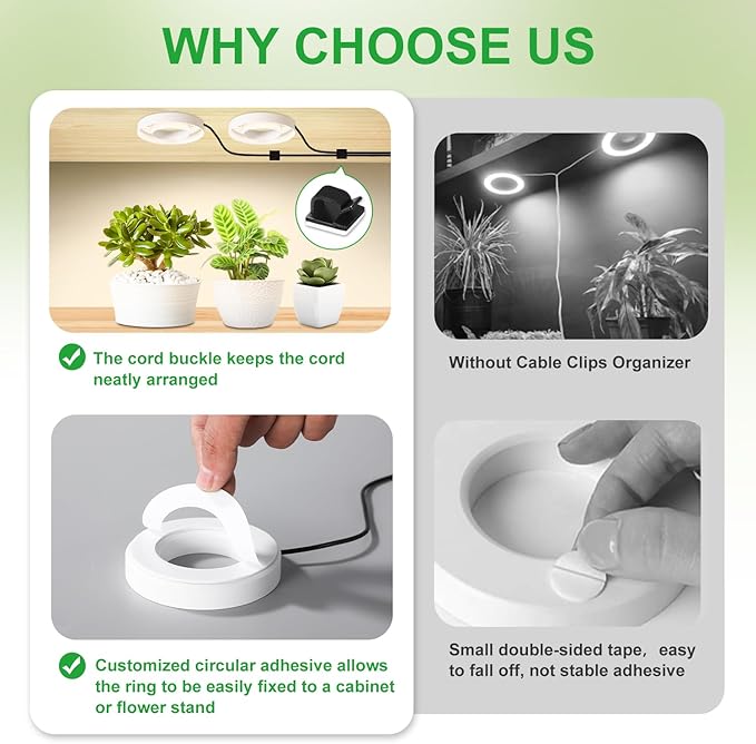 Ceiling LED Plant Growth Lights for Indoor Plants, Warm+White Full Spectrum 3.54" Grow Lamps for