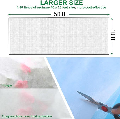 KLEWEE Plant Covers Freeze Protection 10 x 50 Ft, 1.05 oz/yd² Thicker Frost Cloth Plant Freeze