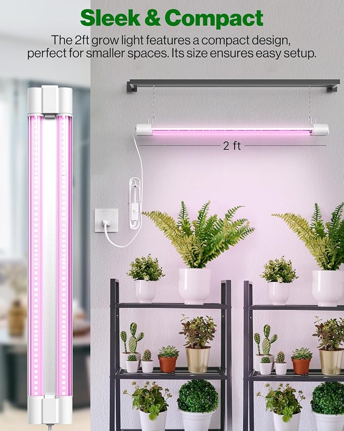 Sunco 2ft Grow Light LED, 20W, Full Spectrum, for Seed Starting, Seedling, Indoor Plants, Plug in