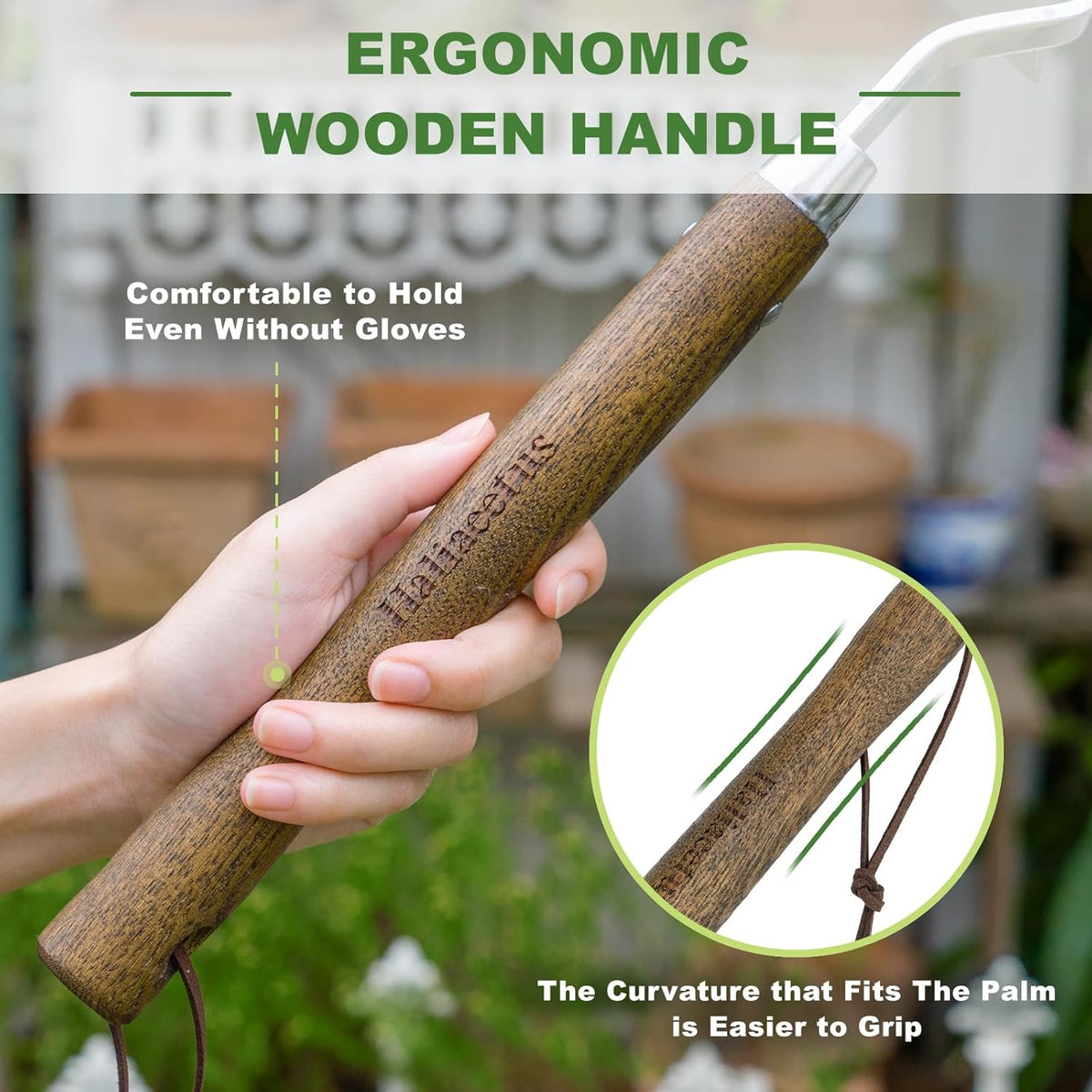 Haliaeetus Gardening Sickle Hoe, Japanese Bent Angle Weeding Sickle, Stainless Steel Weed Hoe