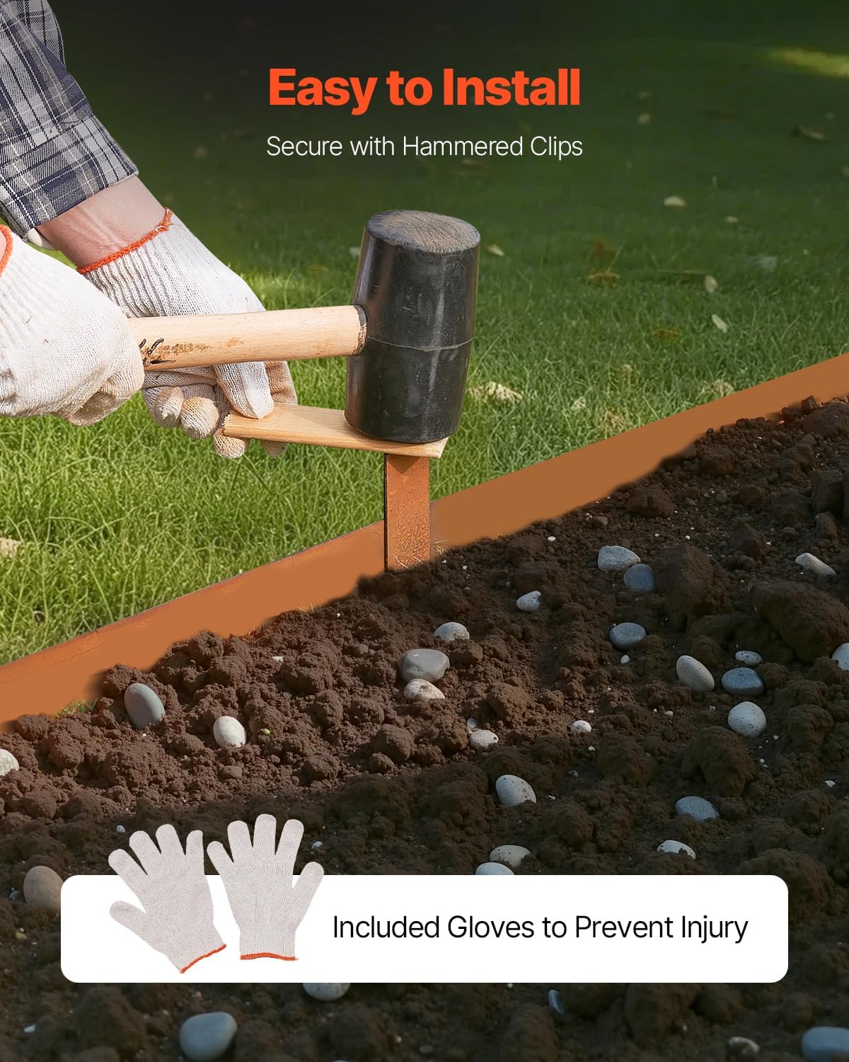 VEVOR Steel Landscape Edging, 10 Packs 40 x 4.5 in Weather-Resistant & Pre-Rust Metal Landscape
