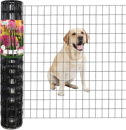 Black PVC Coated Welded Wire Fence 36 Inch x 25 Foot, 2 Inch x 3 Inch 16GA, Garden Border Fencing