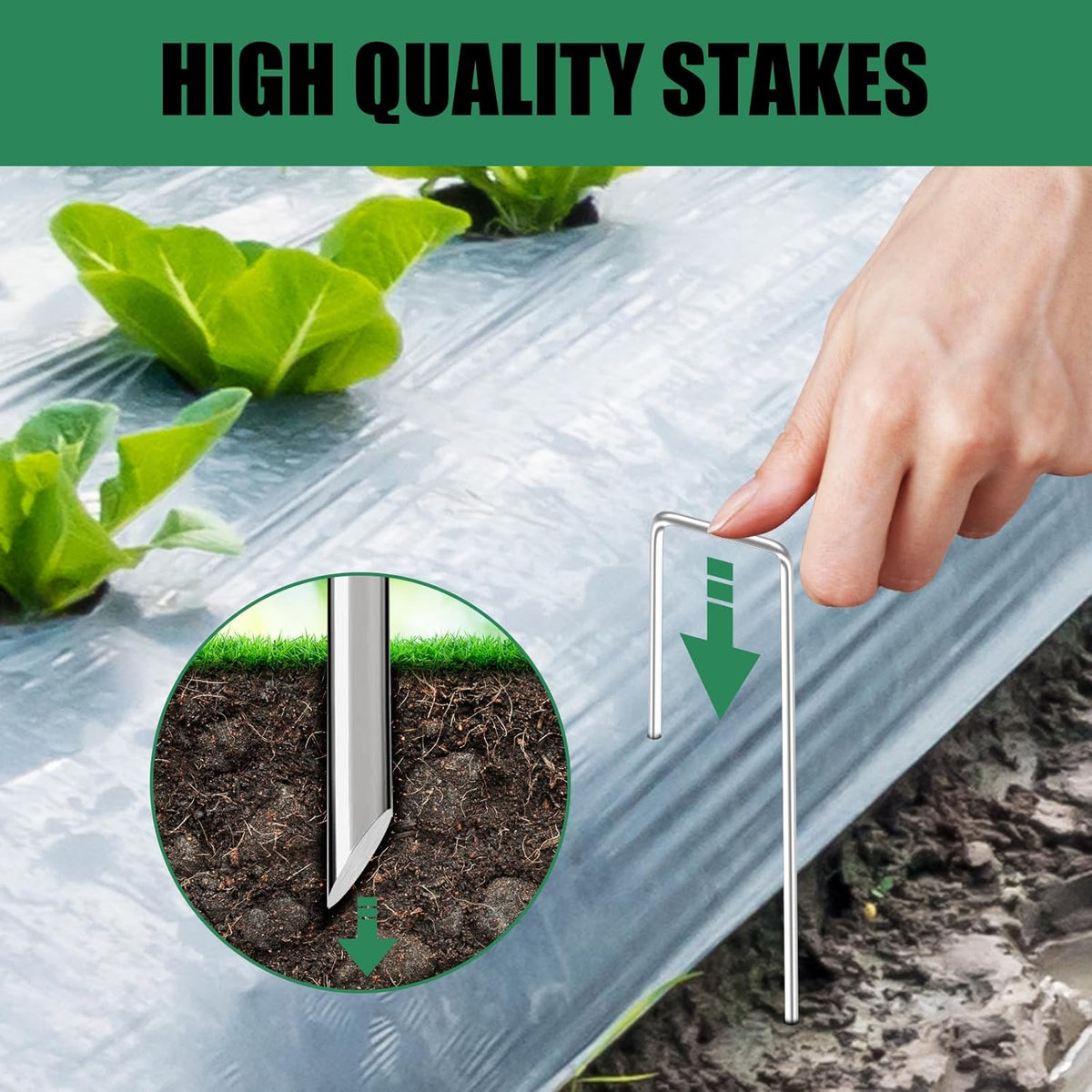 6 Inch 25 Pack Landscape Staples,11 Gauge Plant Stakes,Hot-dip Galvanized Tent Stake & Garden