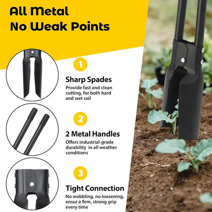 Post Hole Digger Tool, Heavy Duty Post Hole Digger with 55 Inch Handle, Dual Sharp Blades for Soil