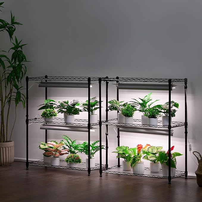 VEVOR DIY Plant Stand with Grow Light, 6-Tier Large Tall Plant Shelf with 192W 5000K Full Spectrum