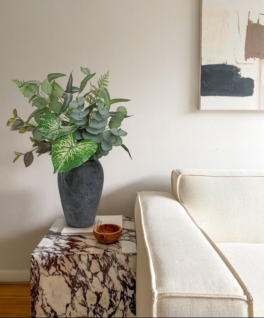Artificial Greenery Stems Box Set, 5 Kinds Mixed Eucalyptus Leaves Silver Dollar Fern Monstera Leaf