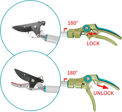 GARTOL Cut & Hold Pole Pruner, 4.2 FT Lightweight Fruit Picker with 180° Rotating Handle, SK5 Steel