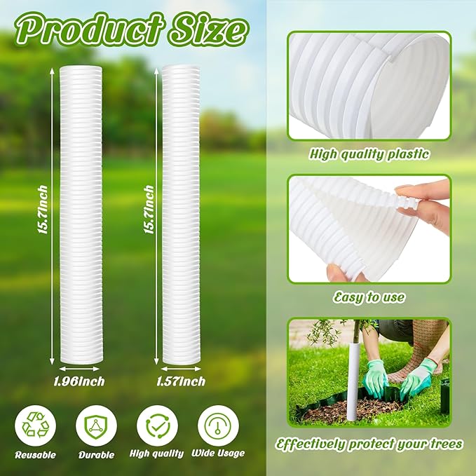 Menkxi 20 Pcs Corrugated Tree Guards Saplings Tree Trunk Protectors from Deer Tree Tubes Guard Tube