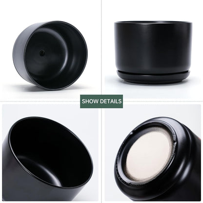 Ton Sin Plant Pots, 4.1+5.1+6.5 inch, Set of 3, Ceramic Planters with Drainage Hole and Saucer