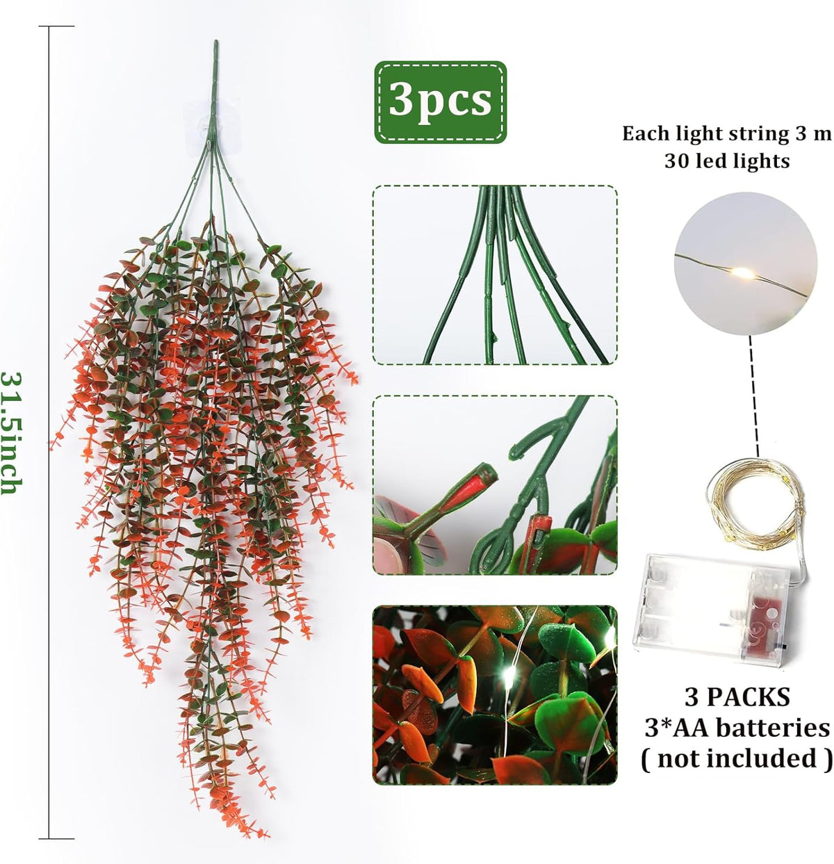 Hanging Decor Faux Plants Outdoor Artificial Hanging Plants Artificial Decor for Outdoors Plants