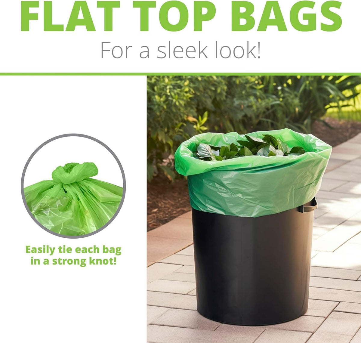 30-33 Gallon Compostable Trash Bags with Flat-Top, Heavy Duty Extra Thick 1.57 Mil, 124.92 Liter