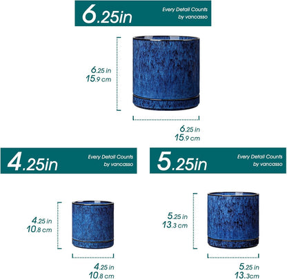 vancasso Ceramic Plant Pots, 3 Piece Planters for Indoor Plants, 4.25+5.25+6.25 Inch Flower Pots