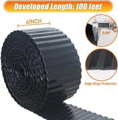 Corrugated Metal Garden Edging, 6"×100Ft Landscape Edging Border for DIY Lawn, Flower Bed and