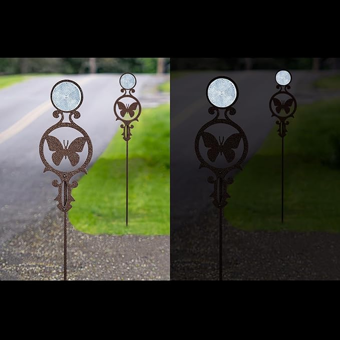 Touch of Class Pathways Reflective Driveway Marker Stake Set of Two for Outdoor Use | Butterfly