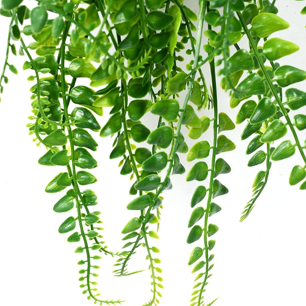 CLONG 2 pcs Artificial Hanging Ferns Plants Vine Fake Ivy Boston Fern Hanging Plant Outdoor UV