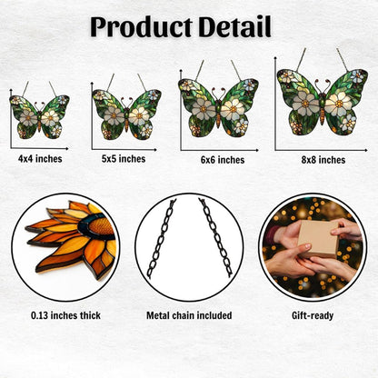 Daisy Fresh Butterfly Acrylic Suncatcher Stained Glass Effect Window Car Hanging Christmas Ornament