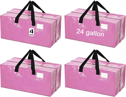 4 Pcs 24 Gallon Large Moving Bags with Zipper and Handles Foldable Storage Duffle Bags Heavy Duty