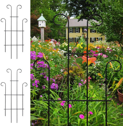 2 Pack Black Coated Wave Pot Trellis Panel 31'' Plant Stakes for Climbing Plants Outdoor Roses