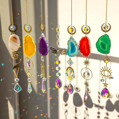 7 PCS Crystal Suncatcher, Hanging Suncatchers with Crystals Light, Sun Catchers Indoor Window