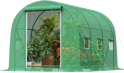 12x7x7 FT Greenhouse, Outdoor Walk-in GreenHouses with Screen Windows and Dual Zippered Door