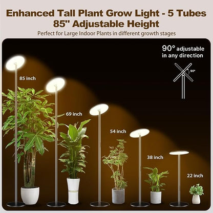 60W Full Spectrum LED Tall Grow Light, 85’’ Adjustable Standing Plant Light for Indoor Plants