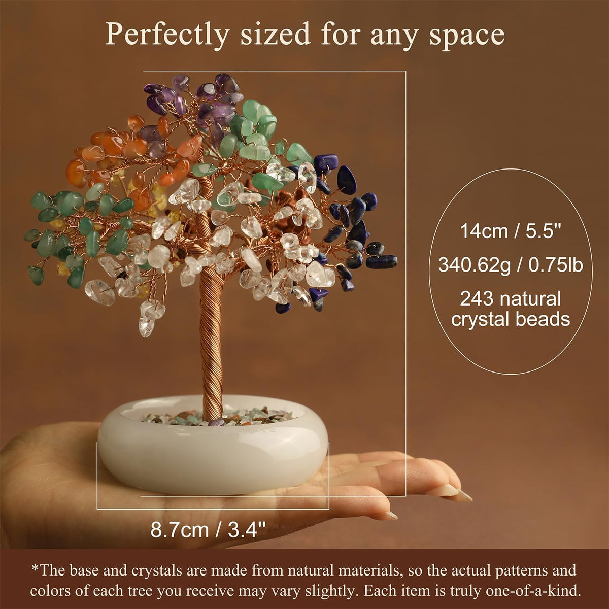 Rose Quartz Crystal Trees of Life for Home Office Desk Deco, Bonsai Tree, Chakra Healing Crystals