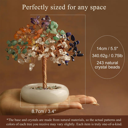 Rose Quartz Crystal Trees of Life for Home Office Desk Deco, Bonsai Tree, Chakra Healing Crystals