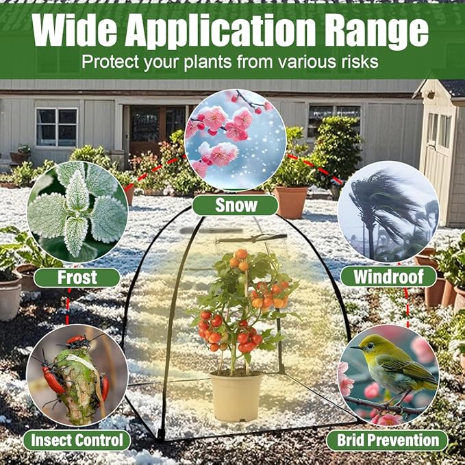Plant Covers Freeze Protection, Clear Outdoor Garden Frost Cover, Plant Protectors from Animals