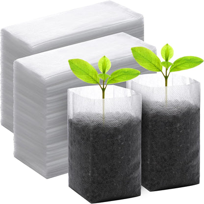 GREANER 400 PCS Nursery Bags - 5.5"x6.3", Biodegradable Plant Starter Bags, Thickened Non-Woven