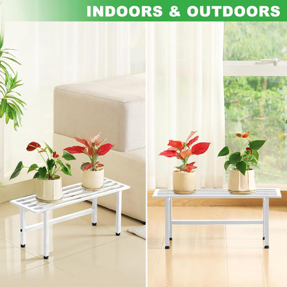 2 Pack Metal Plant Stand Outdoor Plant Shelf Indoor,1 Tier Heavy Duty Plant Stands for Multiple