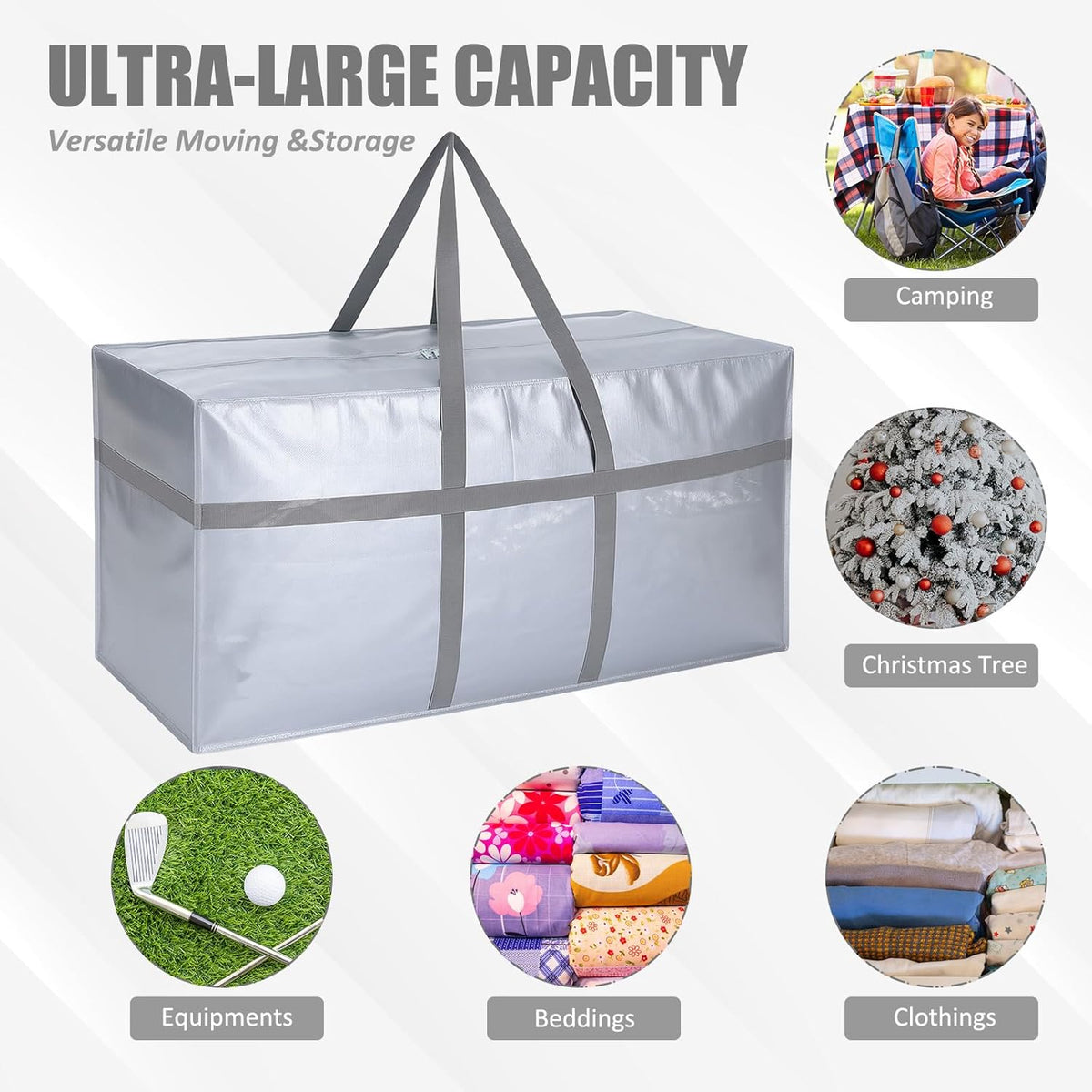 4 Pcs 96 Gallon Large Moving Bags with Zipper and Handles Foldable Storage Duffle Bags Heavy Duty