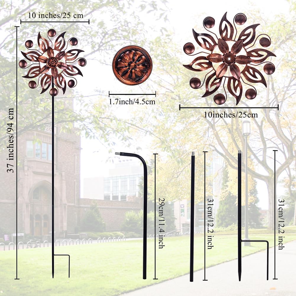 VEWOGARDEN 2PCS Outdoor Wind Spinner,Metal Wind Spinners Yard Decor Pinwheel,Copper Wind Sculptures