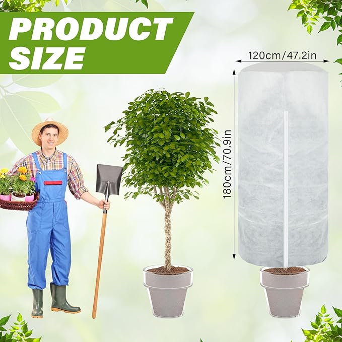 WILLBOND 2 Pcs 47 x 71 Inches Rounded Top Plant Covers Freeze Protection for Winter Cylindrical