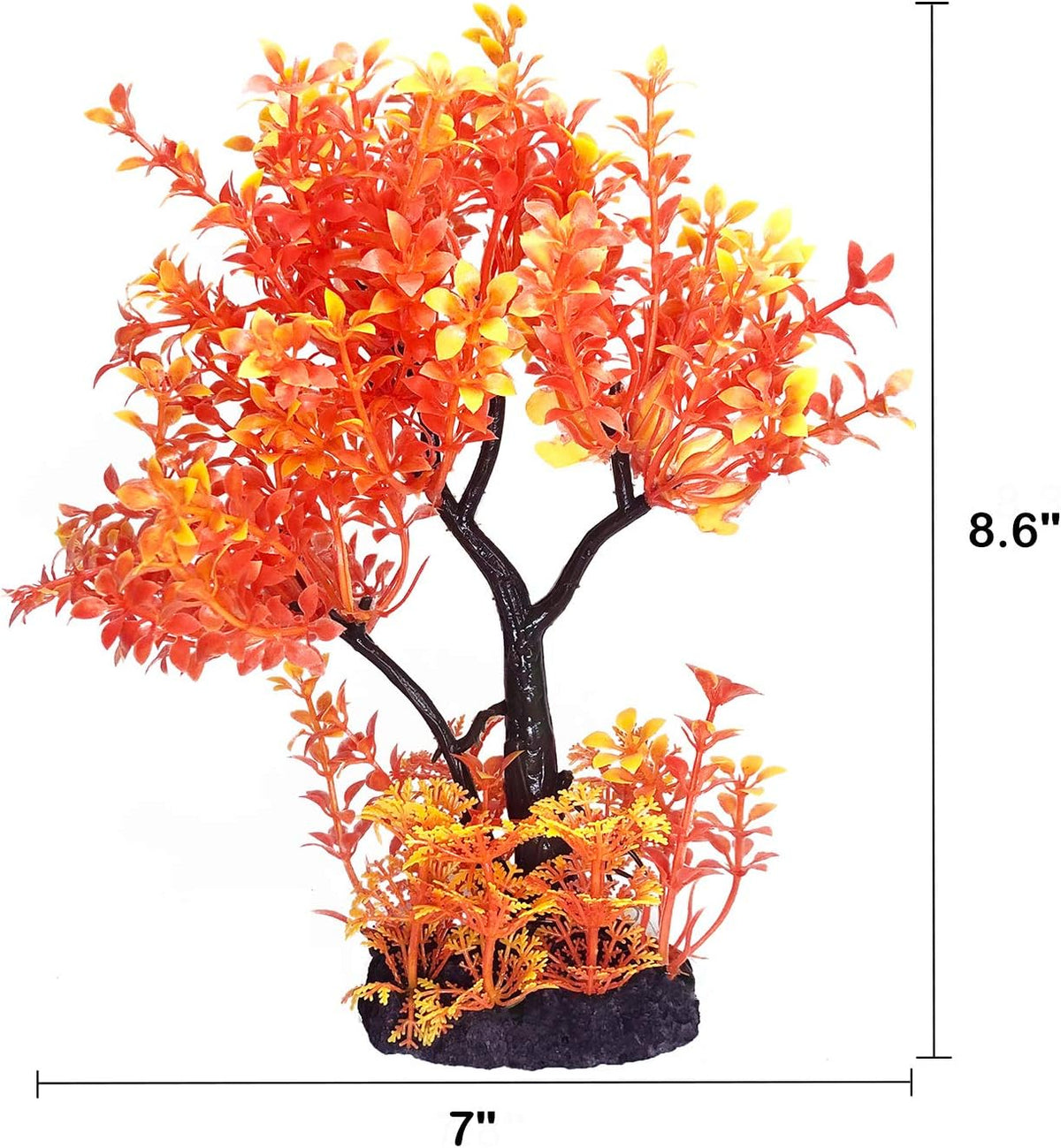 Mipukbay Aquarium Plants Tree - Orange Artificial Plastic Fish Tank Decor, Realistic Ornament Safe