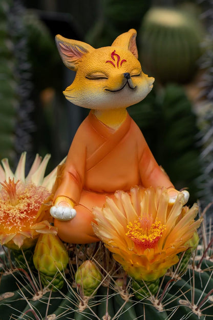 Zen Fox Figurine — Meditating Fox Buddha Statue for Home Decor, Living Room, Yoga & Meditation