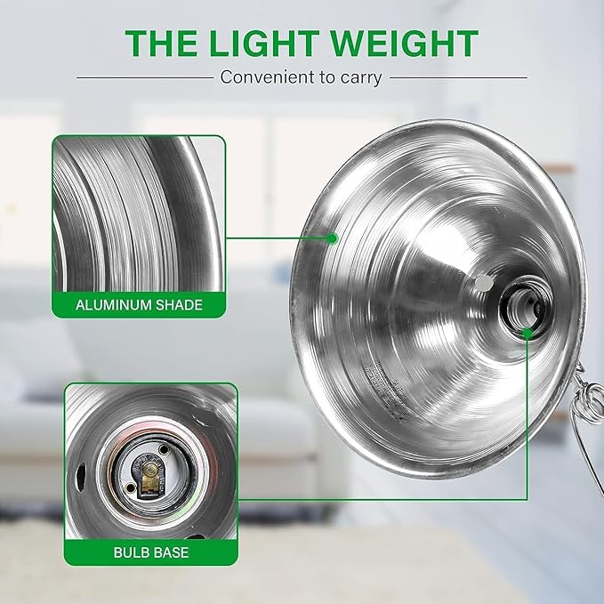 Simple Deluxe Clamp Lamp Light 150 Watt with 8.5 Inch Aluminum Reflector (no Bulb Included), 6 Feet