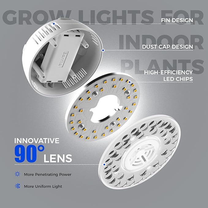 Barrina Orbgrow OG09 Puck LED Grow Light, 5000K 9W (135 Watt Equiv), Plant Lights for Indoor Plants