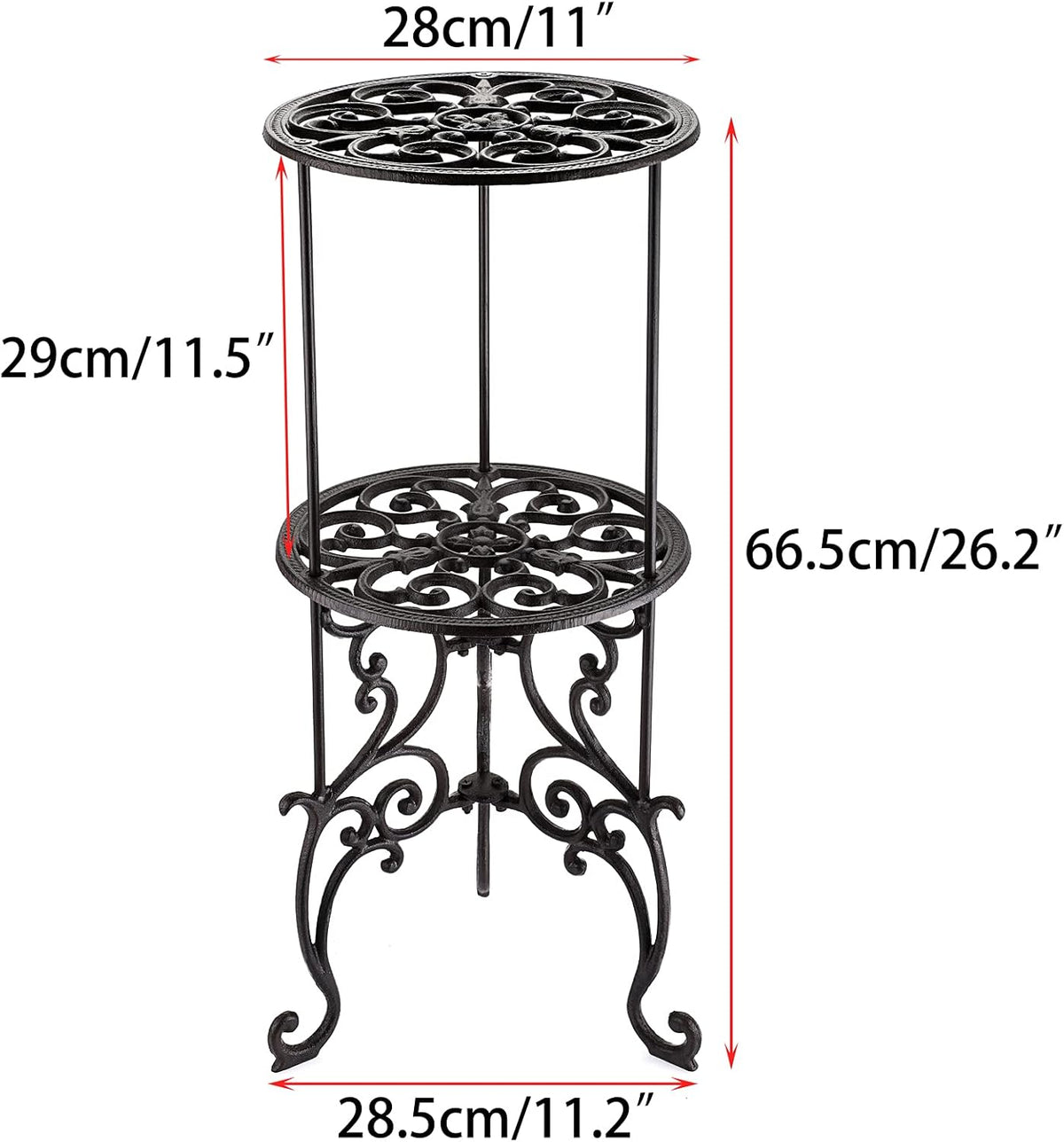 OwnMy Heavy Duty 2 Tiers Cast Iron Plant Stand, Vintage Iron Flower Pot Holder, 2 Layers Tall