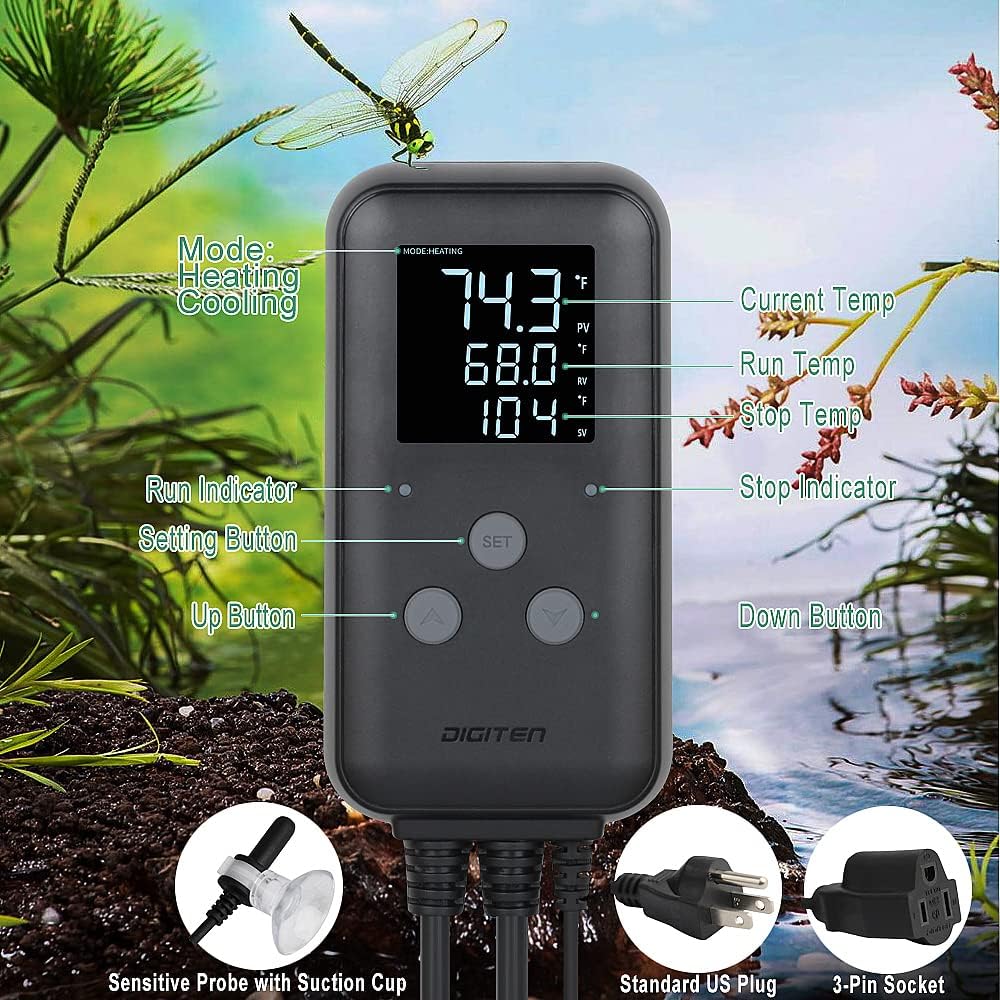 DIGITEN Heat Mat Thermostat Waterproof Temperature Controller DTC315 Greenhouse Aquarium Plug in