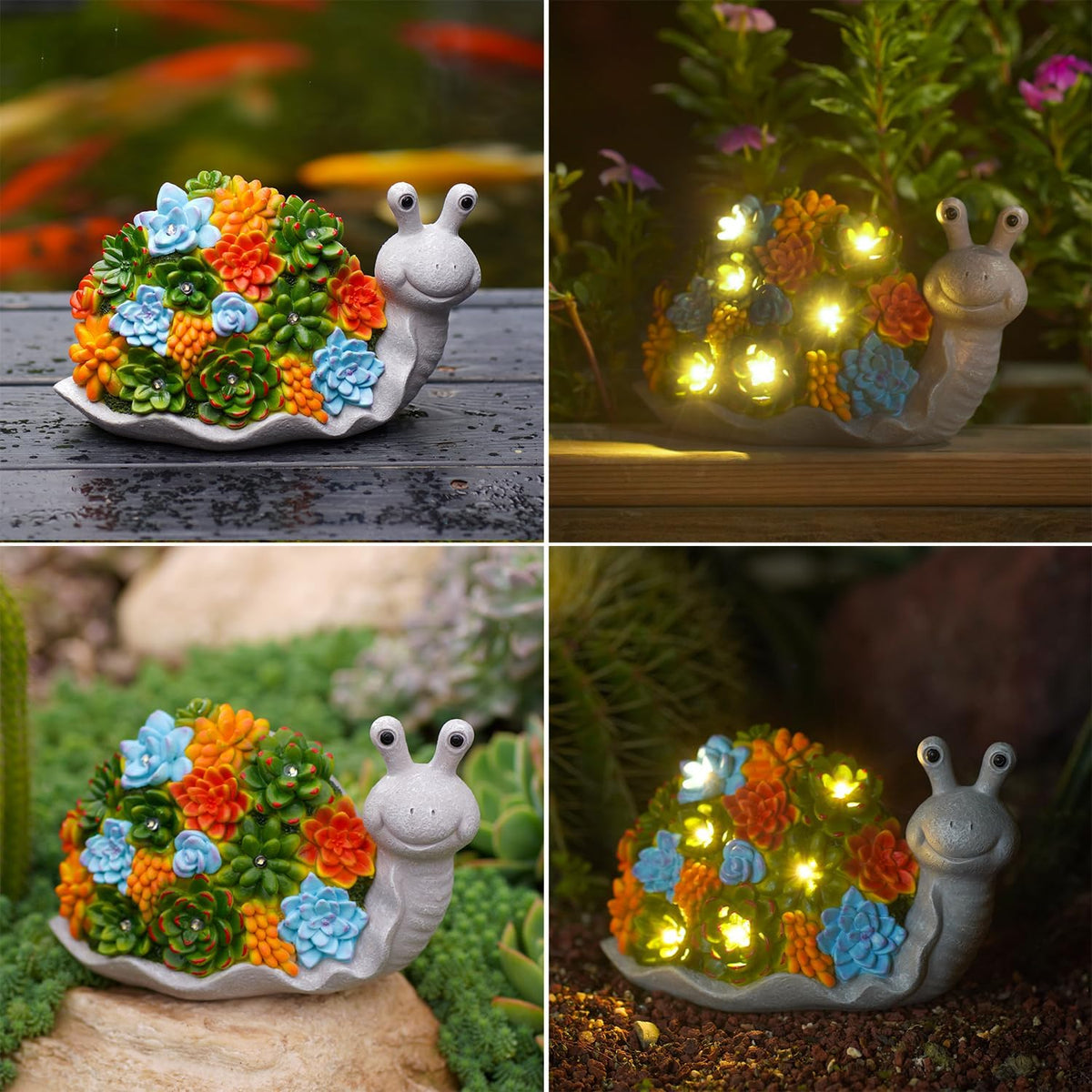 Nacome Snail Statues with Succulent for Garden Decor: Solar Outdoor Clearance Outside Yard Art