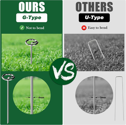 FEED GARDEN 120 Pack Landscape Staples 8 Gauge 6 Inch Galvanized Garden Stakes SOD Pins Yard Lawn