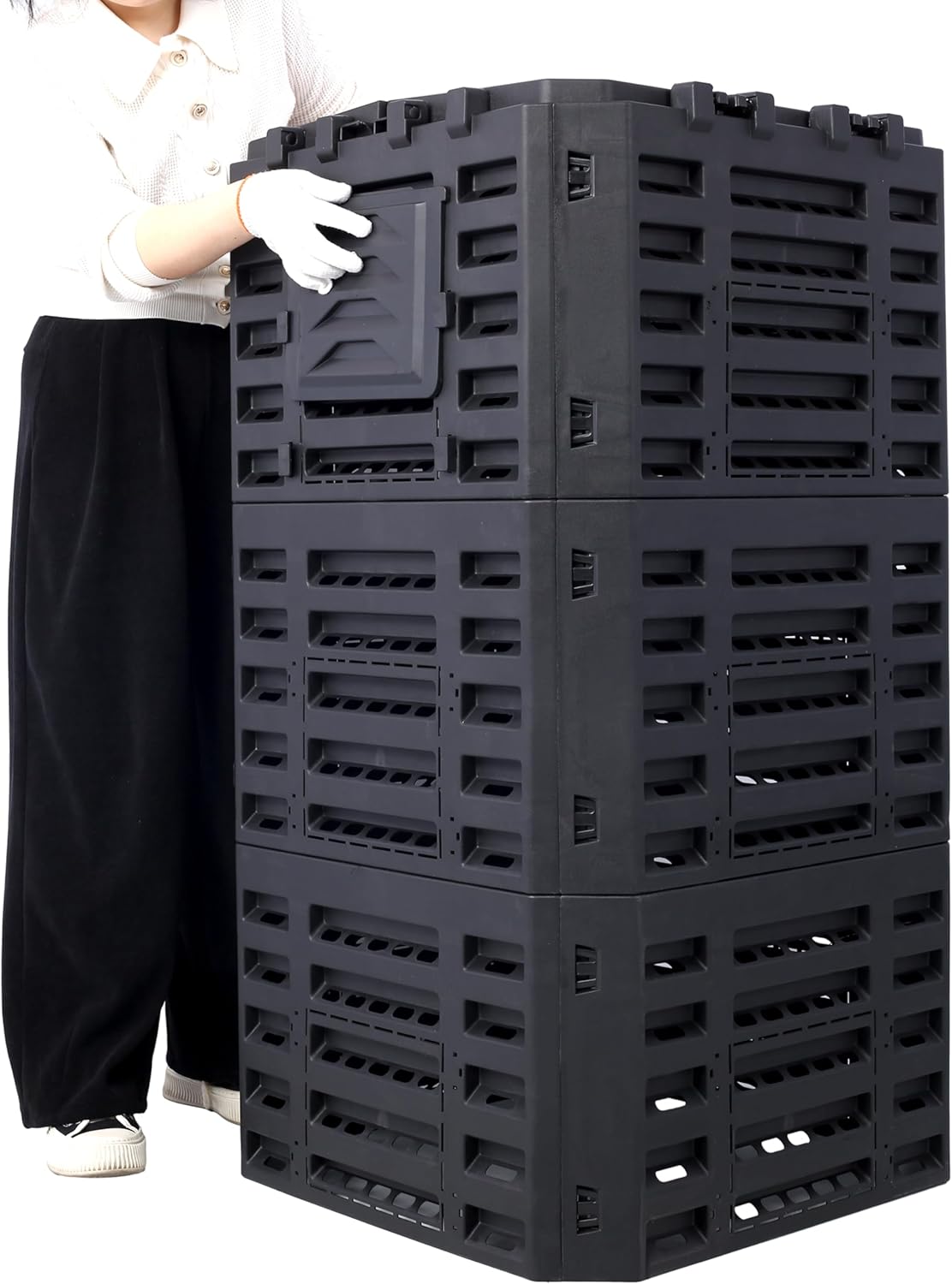 Black Garden Composter Bin - 132 Gallons of Recycled Plastic for Easy Assembly & Aerating