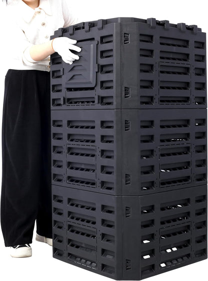 Black Garden Composter Bin - 132 Gallons of Recycled Plastic for Easy Assembly & Aerating