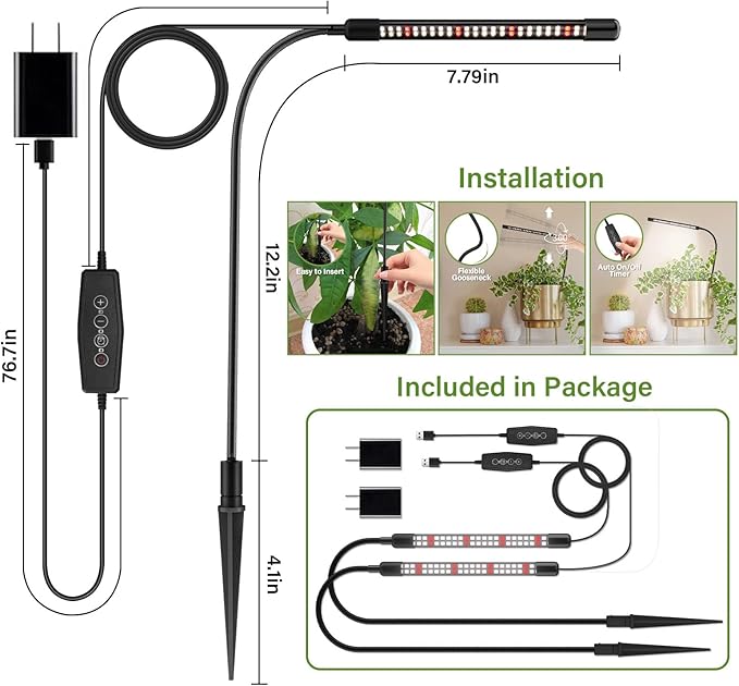 Grow Lights for Indoor Plants, 6000K Full Spectrum Plant Growth Light, Plant Lights for Indoor