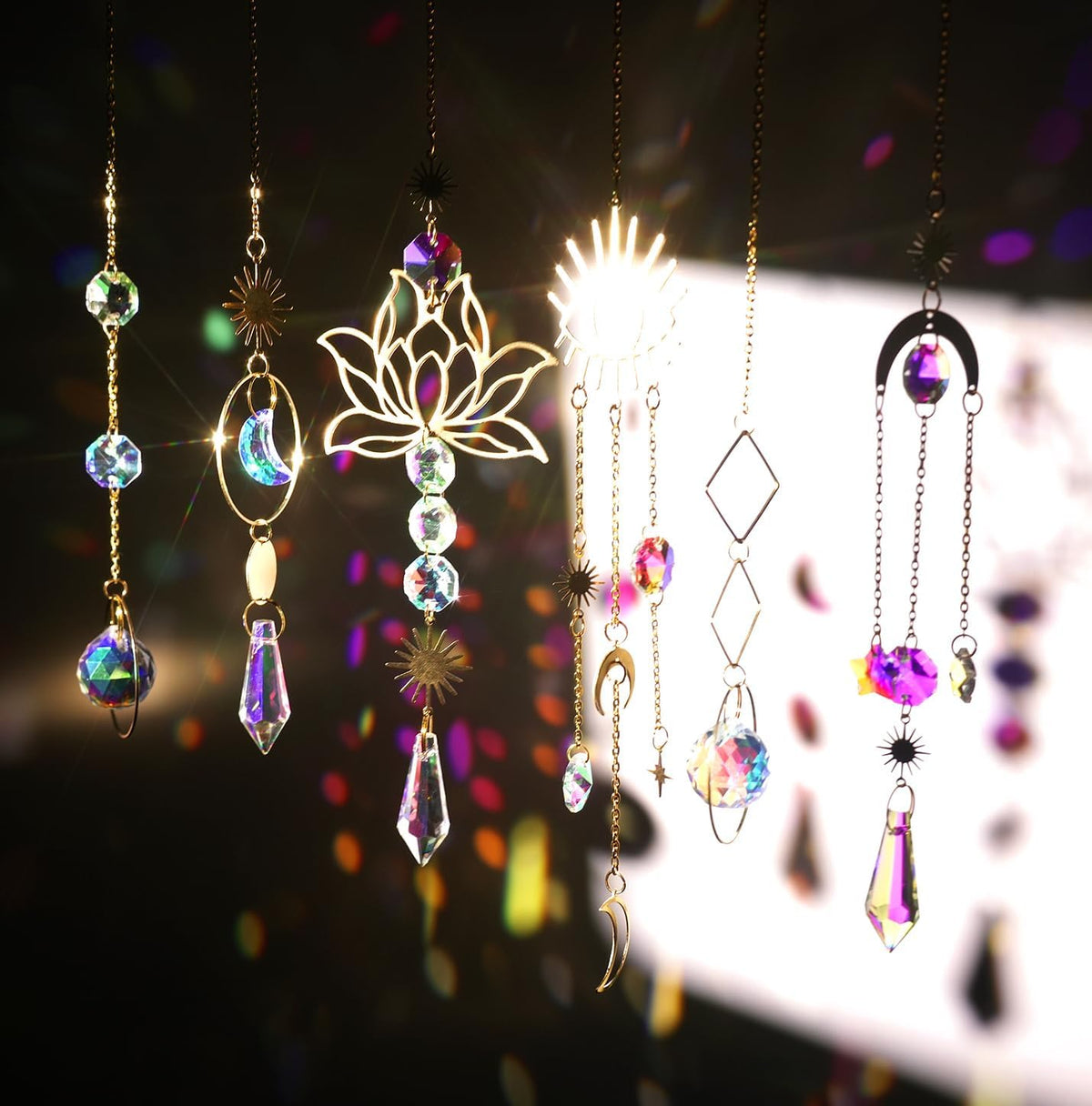 ilclviz Suncatcher Crystal Hanging Sun Catcher Prism with Chain Pendant Ornament Crystal Balls for