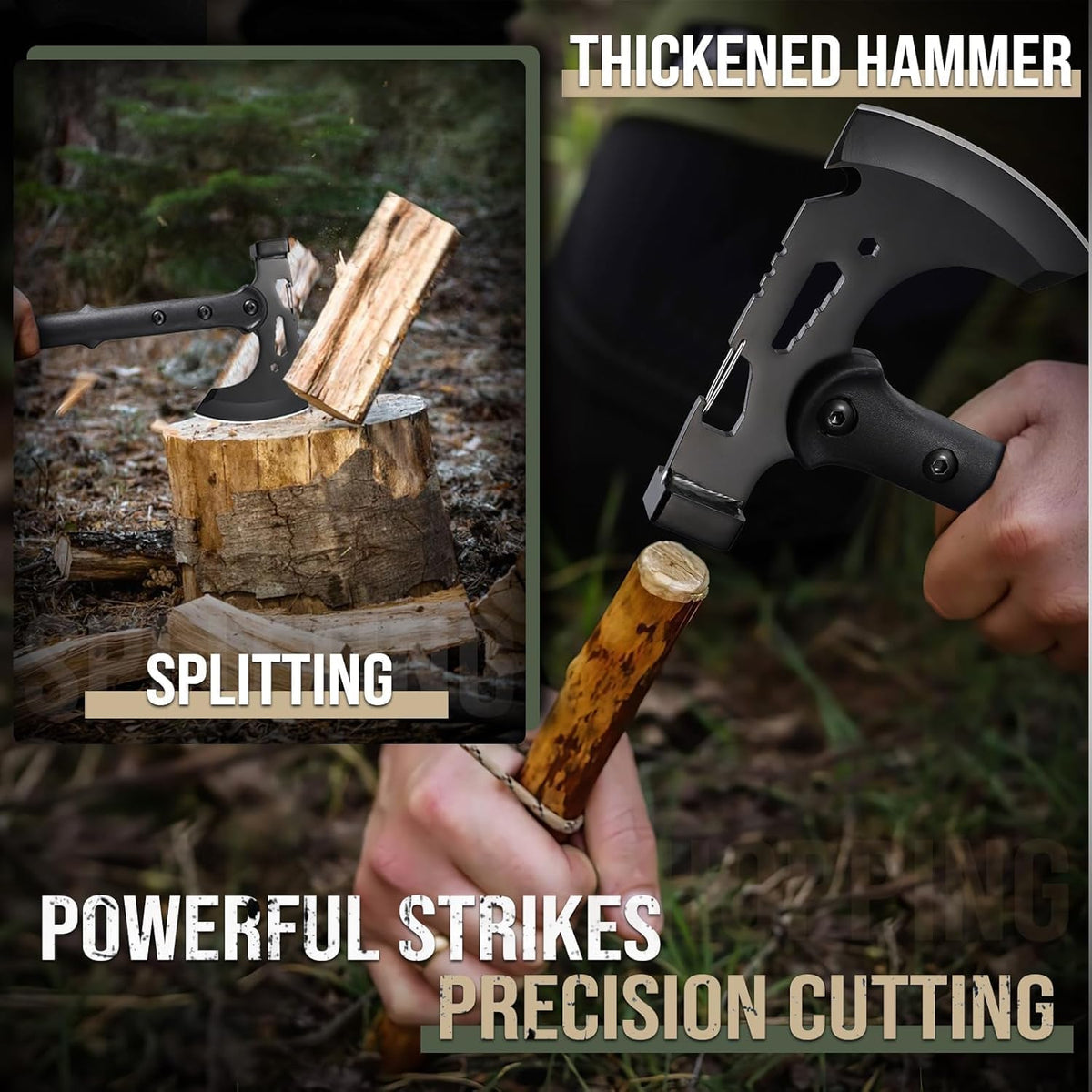 Freelander Camping Axe with Sheath, Sharp Tactical Hatchet Axe with Clip and Bottle Opener