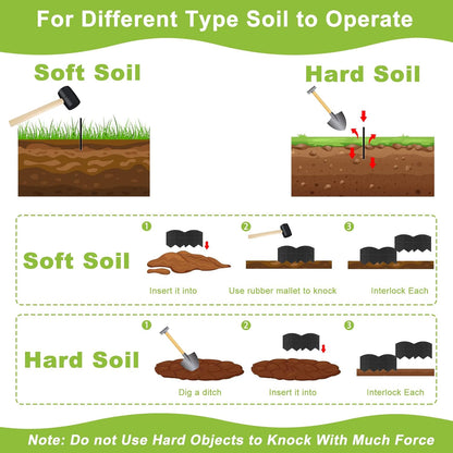 Vashly 40Ft Landscape Edging No Dig, 5.9In Garden Edging Border with 40Pcs Stakes, 40Pcs Plastic