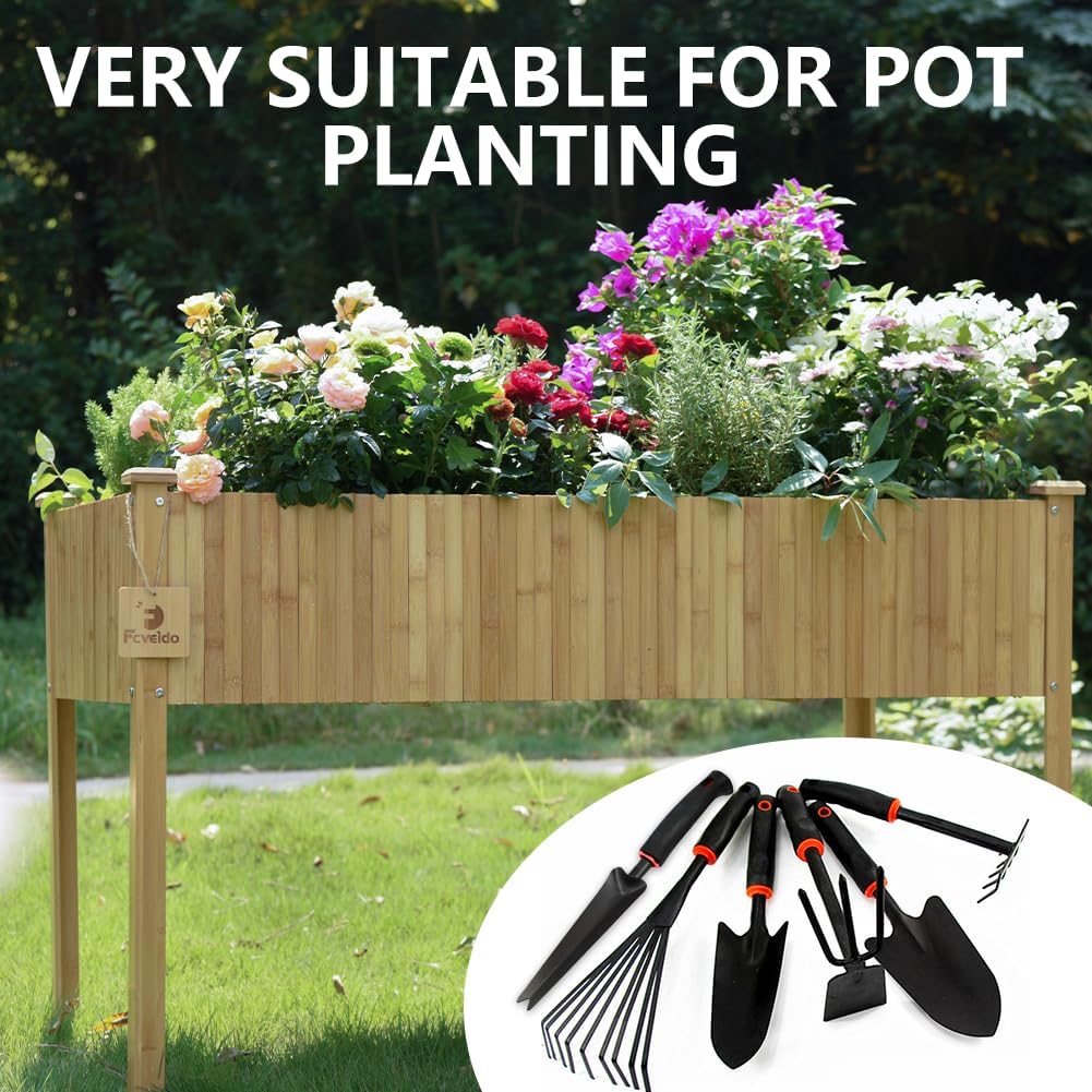 Large Garden Tool Set with Non-Slip Rubber Handle - 6 Piece Heavy Duty, Gardening Hand Tools